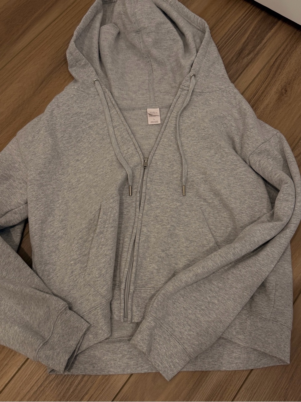 Auden Light Gray Zip-Up Hooded Sweater